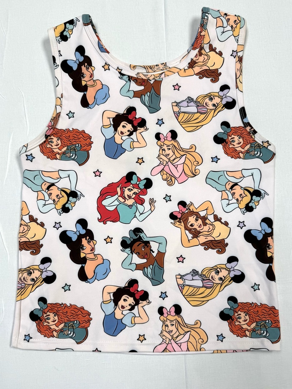 Made by Molly Disney Princess Graphic Racerback Crop Tank Top White L - Picture 1 of 6